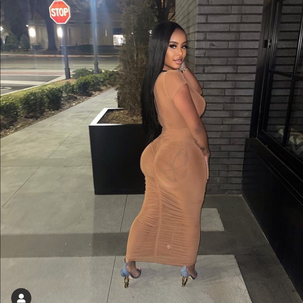 Brown two piece mesh skirt set